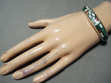 Incredibly Intricate Vintage Native American Navajo Opal Malachite Sterling Silver Bracelet-Nativo Arts