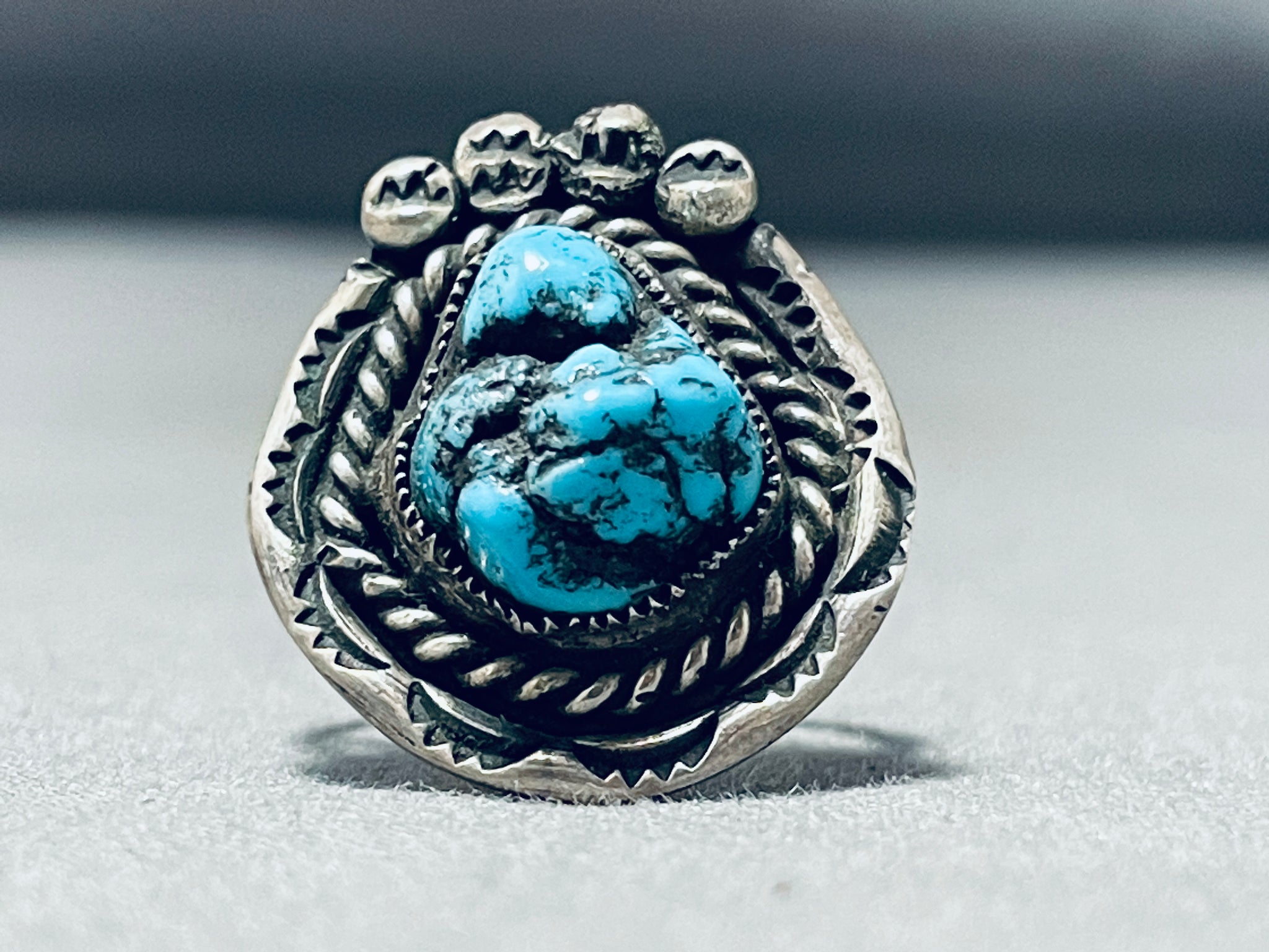 Vtg Sterling Silver Handmade Native American Navajo Natural Turquoise buy Ring 5 1/2