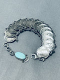 Advanced Workmanship Native American Navajo Turquoise Dime Sterling Silver Link Bracelet-Nativo Arts