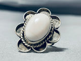 Native American Unforgettable Vintage White Buffalo Turquoise Sterling Silver Ring-Nativo Arts