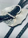 Native American Superb Vintage Laguna Signed Sterling Silver Textured Bird Bolo-Nativo Arts