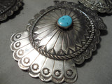 Huge Vintage Native American Navajo Turquoise Sterling Silver Hand Wrought Concho Belt Old-Nativo Arts