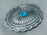 Tremendous Vintage Native American Navajo Morenci Turquoise Sterling Silver Buckle-Nativo Arts