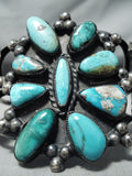 One Of The Best Museum Vintage Native American Navajo Turquoise Sterling Silver Clucter Bracelet-Nativo Arts