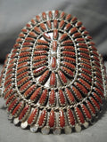 Huge Navajo Coral Sterling Silver Native American Bracelet Cuff-Nativo Arts