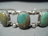 Superb Vintage Native American Navajo 5 Royston Turquoise Sterling Silver Bracelet-Nativo Arts