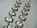 Intricate Women's Vintage Native American Zuni Turquoise Sterling Silver Squash Blossom Necklace-Nativo Arts
