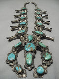 Early Best Vintage Native American Navajo Turquoise Sterling Silver Squash Blossom Necklace Old-Nativo Arts
