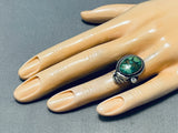 Important Vintage Native American Navajo Sonoran Gold Turquoise Sterling Silver Ring-Nativo Arts