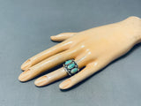 Striking Native American Navajo Royston Turquoise Sterling Silver Ring-Nativo Arts