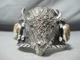 171 Grams Heavy Native American Buffalo #8 Turquoise Sterling Silver Bracelet-Nativo Arts