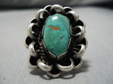 Huge And Heavy!! Vintage Native American Navajo Green Turquoise Sterling Silver Ring Old-Nativo Arts