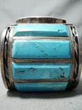 Native American One Of Biggest Best Vintage Navajo Kachina Turquoise Sterling Silver Bracelet-Nativo Arts