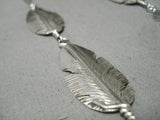 Intricate Detailed Hand Carved Feather Master Native American Navajo Sterling Silver Necklace-Nativo Arts