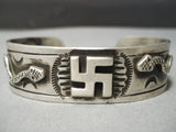 Rare Vintage Native American Navajo Whirling Logs Sterling Silver Snake Bracelet-Nativo Arts