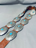 Ben Sandoval Vintage Native American Navajo Turquoise Sterling Silver Concho Belt- 601 Grams-Nativo Arts