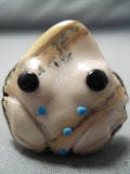 Whimsical Frog Navajo Shell Sterling Silver Ring Native American-Nativo Arts