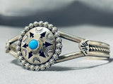 Fascinating Native American Navajo Sleeping Beauty Turquoise Sterling Silver Bracelet Signed-Nativo Arts