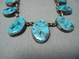 Unforgettable Signed Vintage Native American Navajo Morenci Turquoise Sterling Silver Necklace-Nativo Arts
