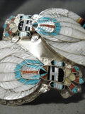 Important Detail Zuni Native American Turquoise Kachina Sterling Silver Bracelet-Nativo Arts