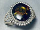 Important Vintage Native American Navajo Amber Linda Johnson Sterling Silver Bracelet-Nativo Arts