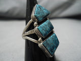 Amazing Vintage Navajo Dramatic Turquoise Sterling Silver Native American Ring-Nativo Arts