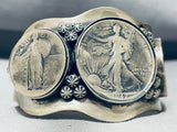 Heavy Zig Zagging Vintage Native American Navajo Sterling Silver Coin Bracelet-Nativo Arts