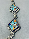 One Of The Best Ever Vintage Native American Navajo Turquoise Inlay Sterling Silver Necklace-Nativo Arts