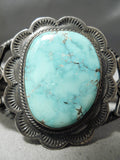 One Of Best Vintage Native American Navajo Sterling Silver Coil Carico Lake Turquoise Bracelet-Nativo Arts