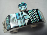 Native American One Of The Best Vintage Navajo Turquoise Opal Inlay Sterling Silver Bracelet-Nativo Arts
