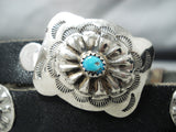 Fabulous Vintage Native American Navajo Kingman Turquoise Sterling Silver Concho Belt Old-Nativo Arts