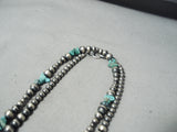 Wrap Around Twice Native American Navajo Turquoise Sterling Silver Bead Necklace-Nativo Arts