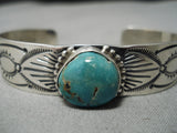 Stunning Vintage Native American Navajo Green Old Kingman Turquoise Sterling Silver Bracelet-Nativo Arts