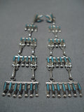 Fabulous Vintage Native American Zuni Turquoise Sterling Silver Naitve American Earrings Old-Nativo Arts