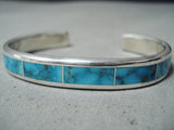 Dramatic Zuni Kingman Turquoise Sterling Silver Bracelet Native American-Nativo Arts