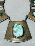 Rare Gilber Turquoise Vintage Native American Navajo Sterling Silver Necklace Old-Nativo Arts