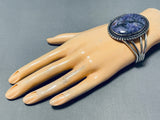 Native American Huge Vintage Navajo Charoite Sterling Silver Bracelet Cuff Jewelry-Nativo Arts