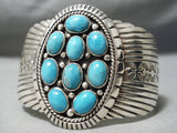 Dramatic Navajo Kingman Turquoise Sterling Silver Bracelet Native American-Nativo Arts