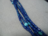 Marvelous Vintage Native American Navajo Choker Lapis Turquoise Sterling Silver Necklace Old-Nativo Arts