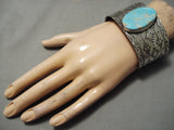 Huge Native American Navajo #8 Turquoise Sterling Silver Bracelet-Nativo Arts