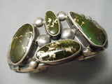 Important Verdy Jake Damale Turquoise Vintage Native American Navajo Sterling Silver Bracelet-Nativo Arts