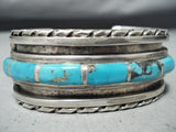 Heavy Vintage Native American Navajo Blue Diamond Turquoise Sterling Silver Bracelet-Nativo Arts