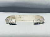Important Vintage Native American Navajo Signed 7 Carico Lake Turquoise Sterling Silver Bracelet-Nativo Arts