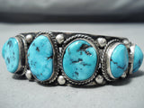 Eyecatching Vintage Native American Navajo Morenci Turquoise Sterling Silver Bracelet Old-Nativo Arts