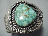 Intense Vintage Native American Navajo Carico Lake Turquoise Sterling Silver Bracelet Old-Nativo Arts