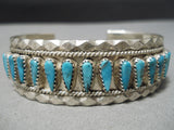 Amazing Vintage Native American Navajo Blue Diamond Turquoise Sterling Silver Bracelet-Nativo Arts