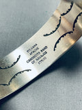 One Of The Best Native American Navajo Gaspeite Turquoise Inlay Sterling Silver Bracelet-Nativo Arts