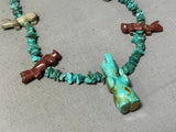 Astounding Vintage Native American Zuni Turquoise Pipestone Amber Fetish Necklace-Nativo Arts