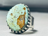 One Of The Heaviest Vintage Native American Navajo #8 Turquoise Sterling Silver Ring-Nativo Arts