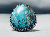 Exquisite Vintage Native American Navajo Spiderweb Turquoise Sterling Silver Ring-Nativo Arts